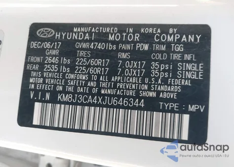 2018 Hyundai Tucson Sel from USA, damaged, VIN KM8J3CA4XJU646344